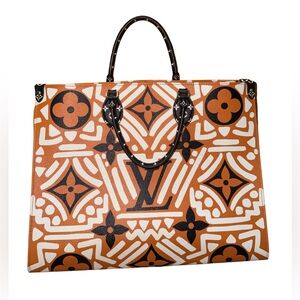 Louis Vuitton Geometric Brown and White Tote